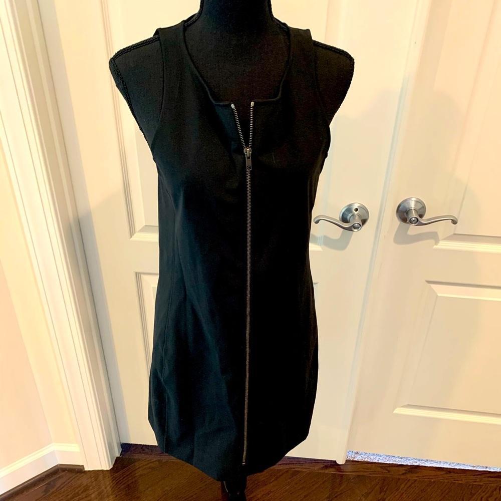 Theory Black Sleeveless Zip-Front Midi Dress
